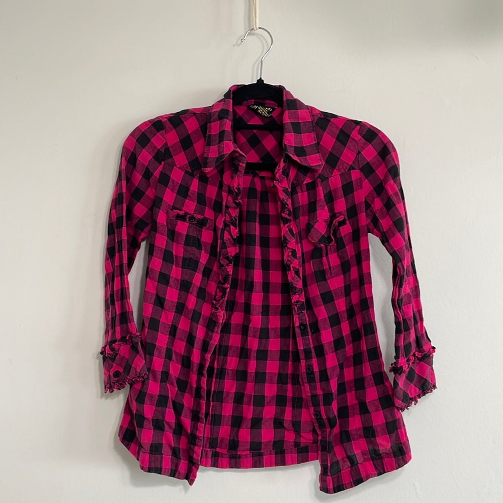 O’Neil Pink and Black Plaid Shirt